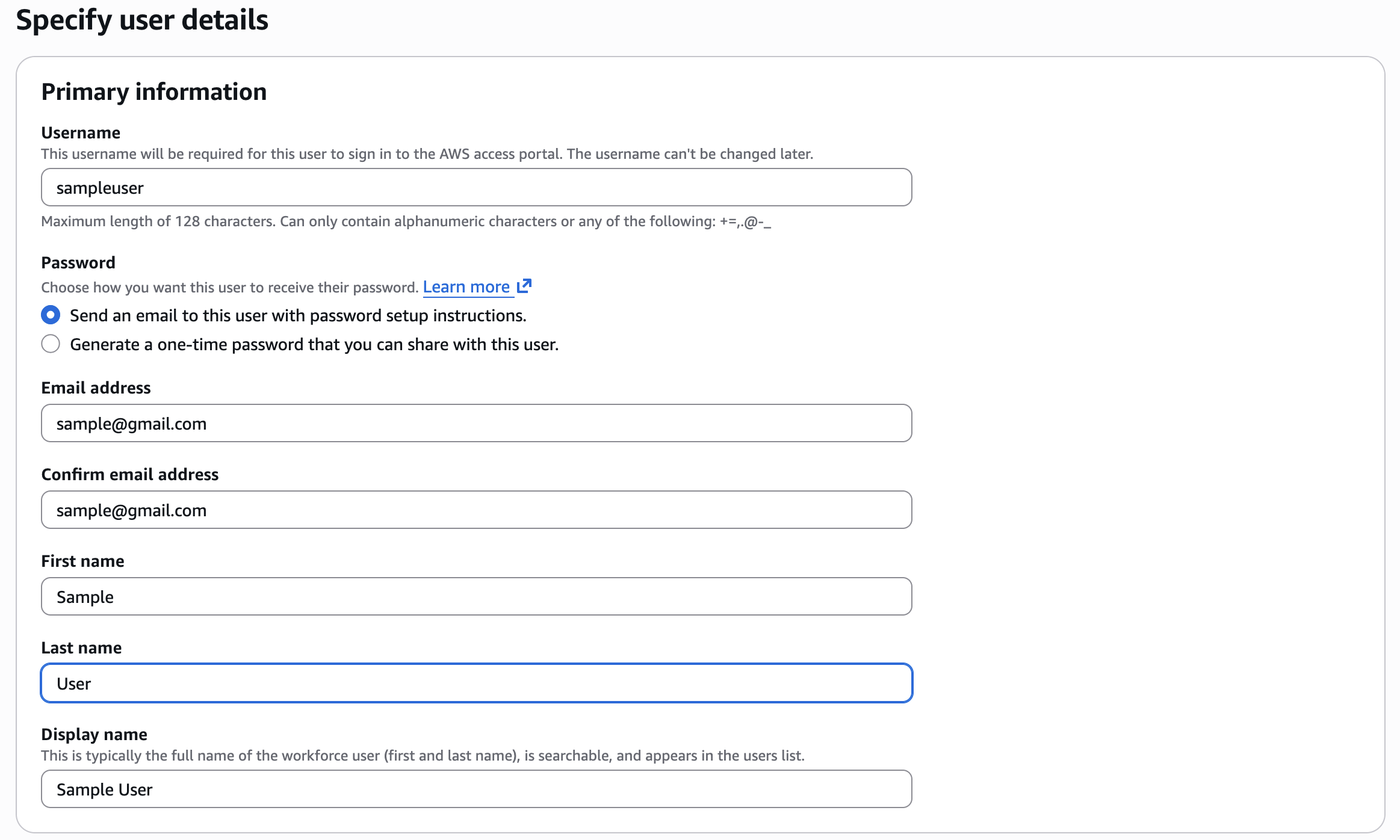 Provide User Details